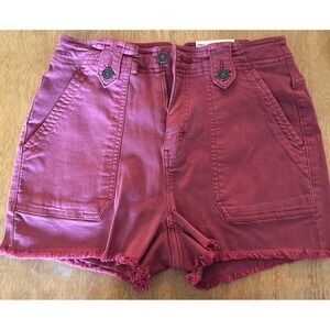 High Rise Utility Short 2.5 In Inseam Size 5 / 27 W So Crimson Fray Hem NWT